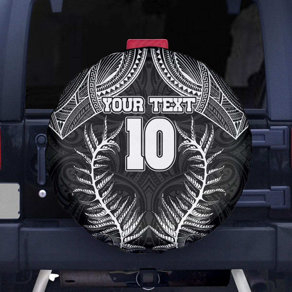 Custom New Zealand Rugby Spare Tire Cover Aotearoa Champion Cup History with Silver Fern LT03 Black - Polynesian Pride