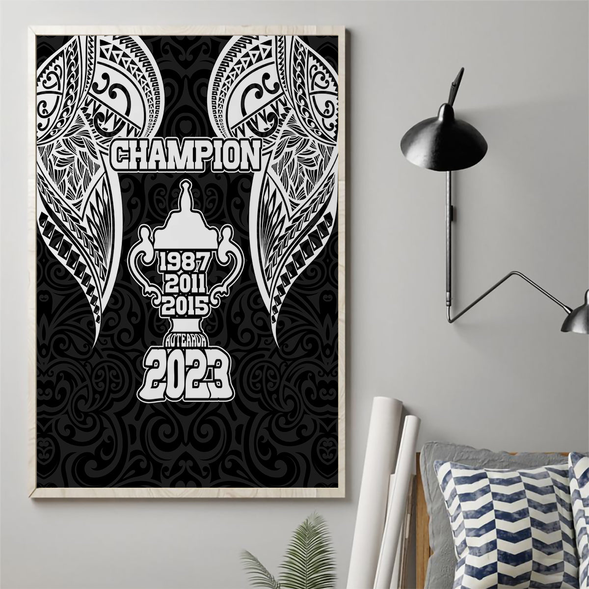New Zealand Rugby Canvas Wall Art Aotearoa Champion Cup History with Haka Dance LT03 - Polynesian Pride