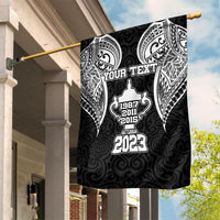 Personalised New Zealand Rugby Garden Flag Aotearoa Champion Cup History with Haka Dance LT03 House Flag Black - Polynesian Pride