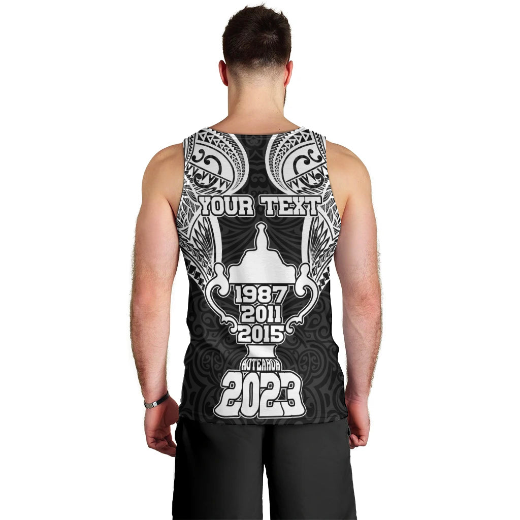 Personalised New Zealand Rugby Men Tank Top Aotearoa Champion Cup History with Haka Dance LT03 - Polynesian Pride