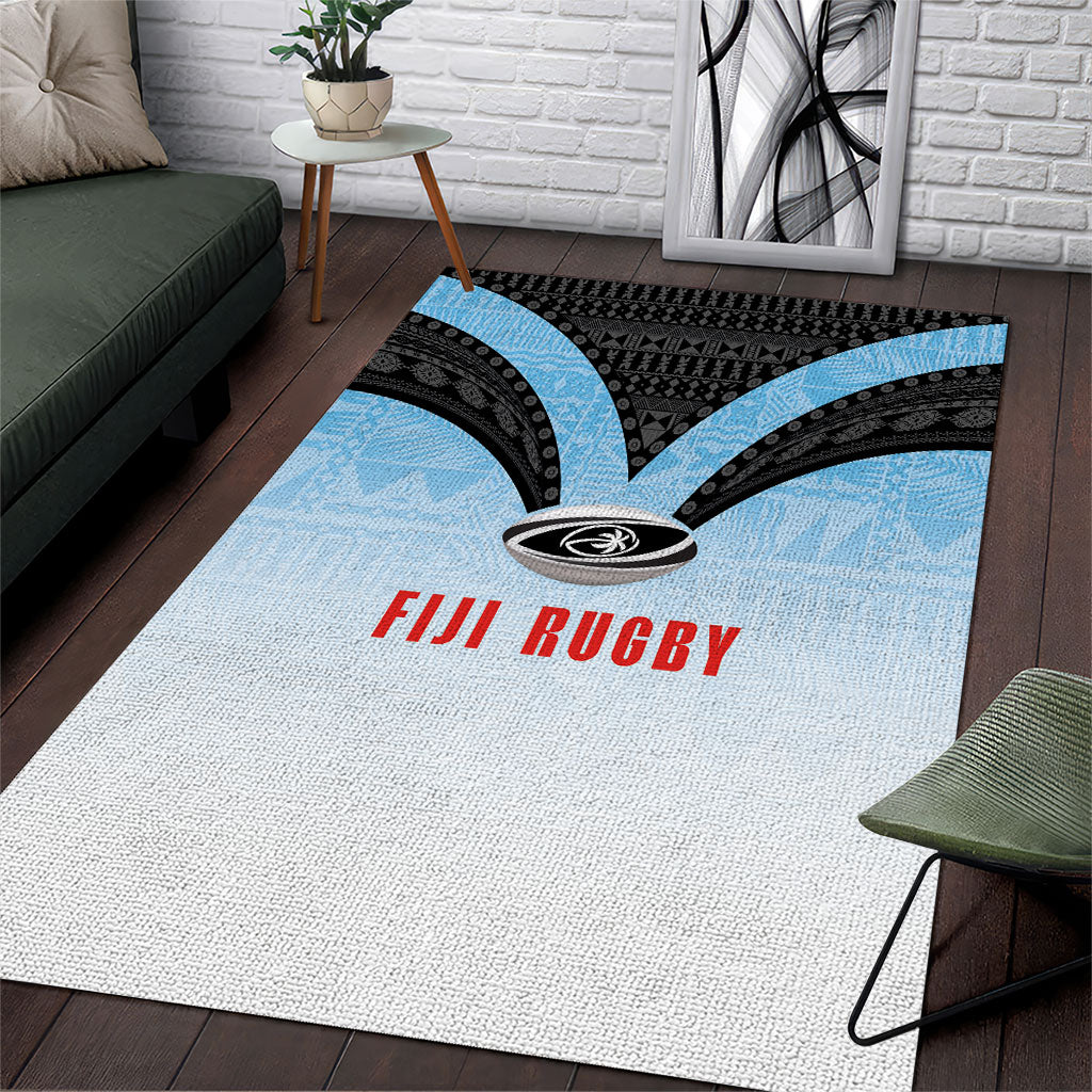 Fijian Rugby Area Rug Tapa Pattern Retro Sporty Style