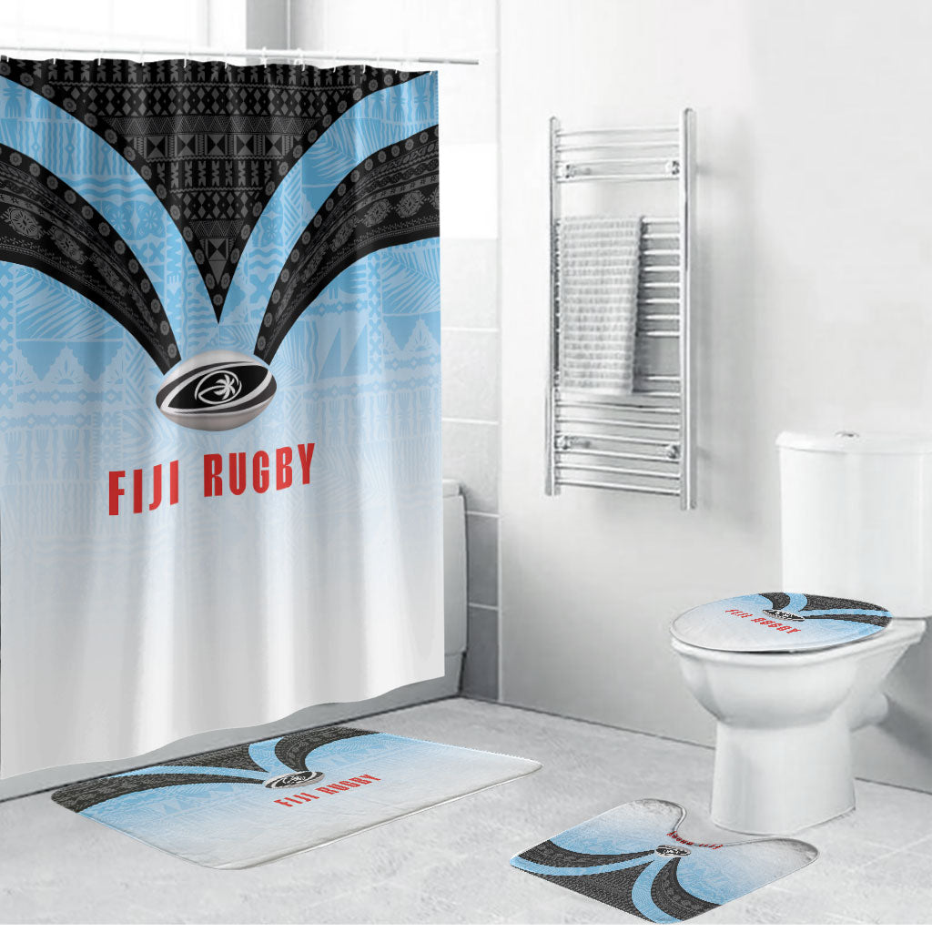 Fijian Rugby Bathroom Set Tapa Pattern Retro Sporty Style