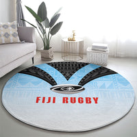 Fijian Rugby Round Carpet Tapa Pattern Retro Sporty Style LT03 - Polynesian Pride