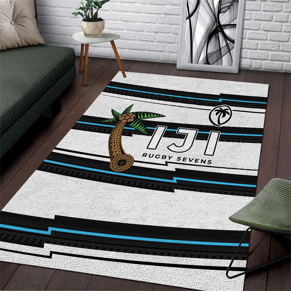 Fijian Rugby Sevens Area Rug Masi Tapa Pattern Stripes Sporty Style