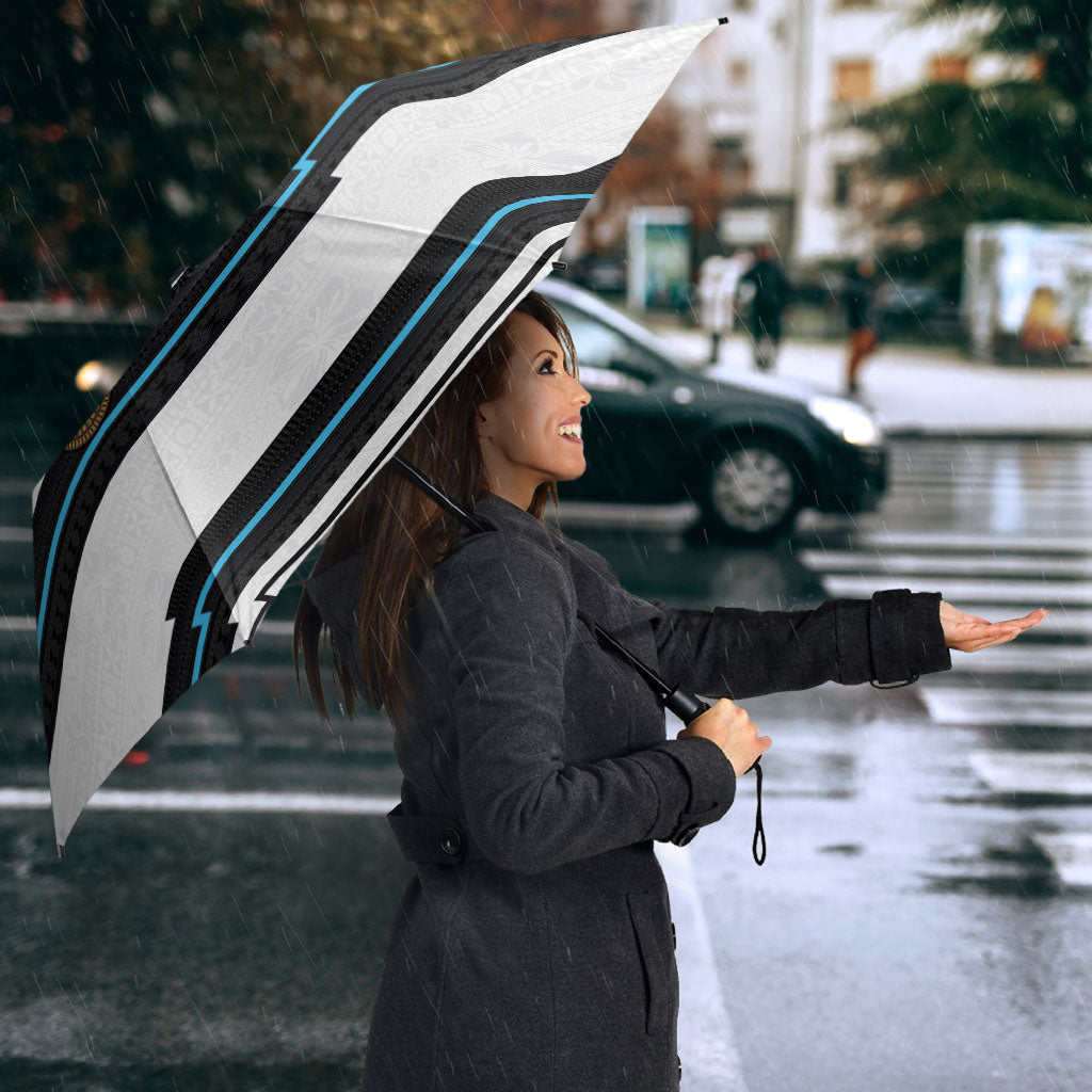 Fijian Rugby Sevens Umbrella Masi Tapa Pattern Stripes Sporty Style