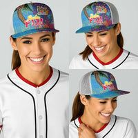 Fijian Coral Reef Baseball Net Cap with Traditional Tapa Pattern Split Style LT03 - Polynesian Pride