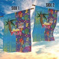Fijian Coral Reef Garden Flag with Traditional Tapa Pattern Split Style