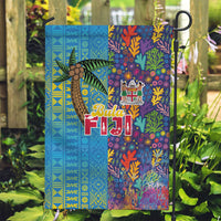 Fijian Coral Reef Garden Flag with Traditional Tapa Pattern Split Style
