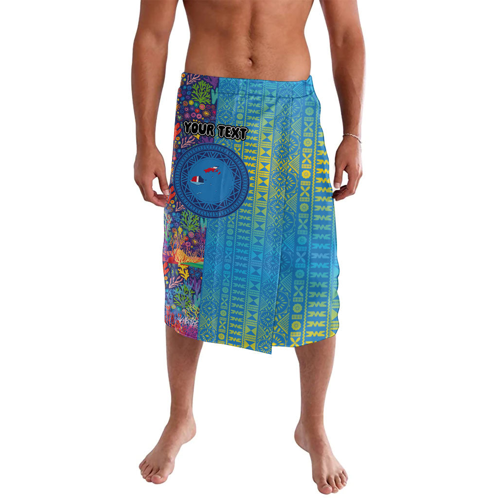 Personalised Fijian Coral Reef Lavalava with Traditional Tapa Pattern Split Style