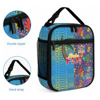 Fijian Coral Reef Lunch Bag with Traditional Tapa Pattern Split Style