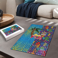 Fijian Coral Reef Puzzle with Traditional Tapa Pattern Split Style LT03 - Polynesian Pride