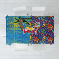 Fijian Coral Reef Tablecloth with Traditional Tapa Pattern Split Style