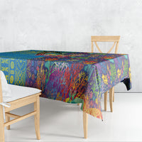 Fijian Coral Reef Tablecloth with Traditional Tapa Pattern Split Style