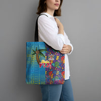 Fijian Coral Reef Tote Bag with Traditional Tapa Pattern Split Style