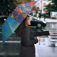 Fijian Coral Reef Umbrella with Traditional Tapa Pattern Split Style