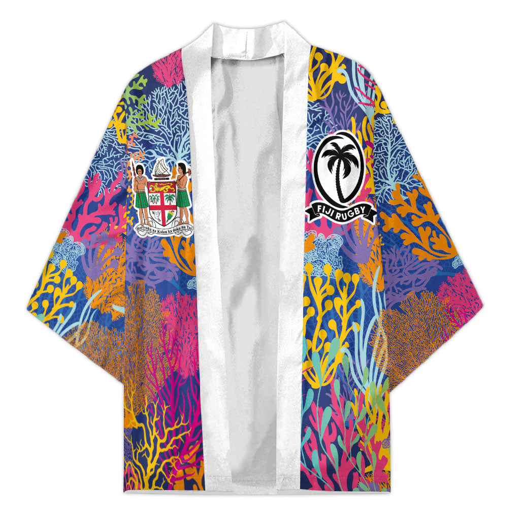 Custom Fijian Rugby Kimono Colorful Coral Reef Pre Match Design