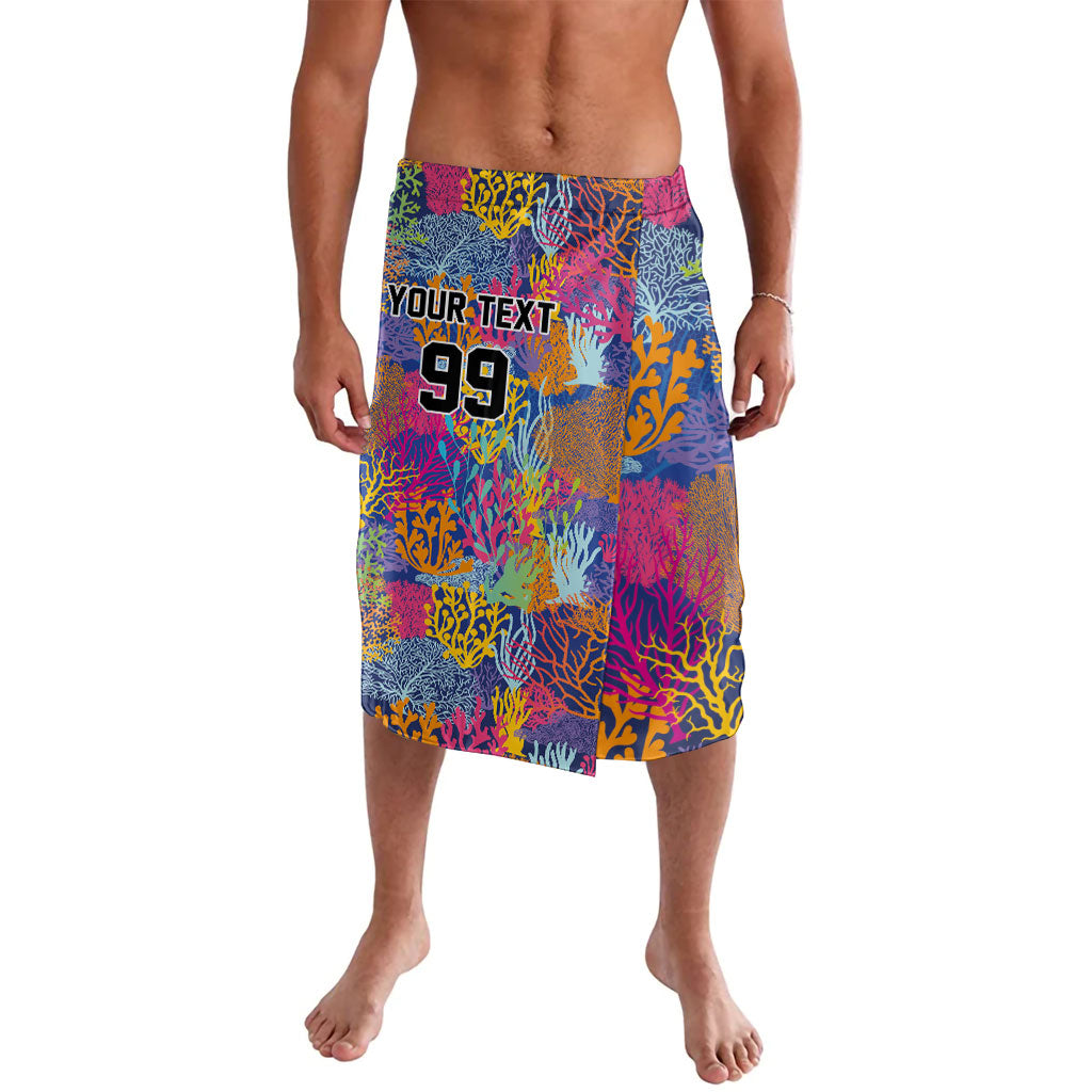 Custom Fijian Rugby Lavalava Colorful Coral Reef Pre Match Design