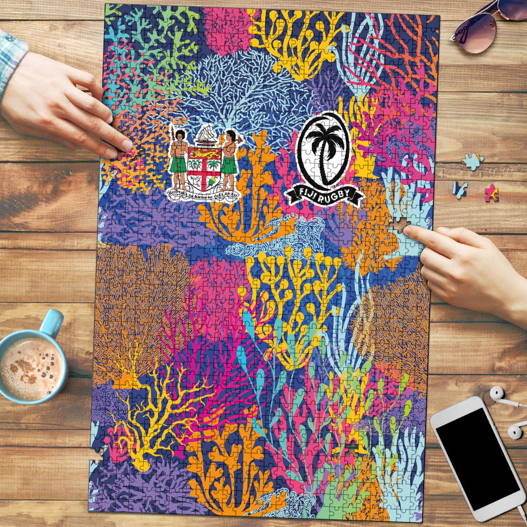 Fijian Rugby Puzzle Colorful Coral Reef Pre Match Design