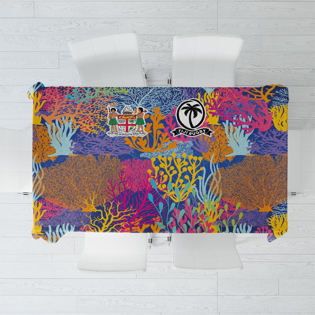 Fijian Rugby Tablecloth Colorful Coral Reef Pre Match Design