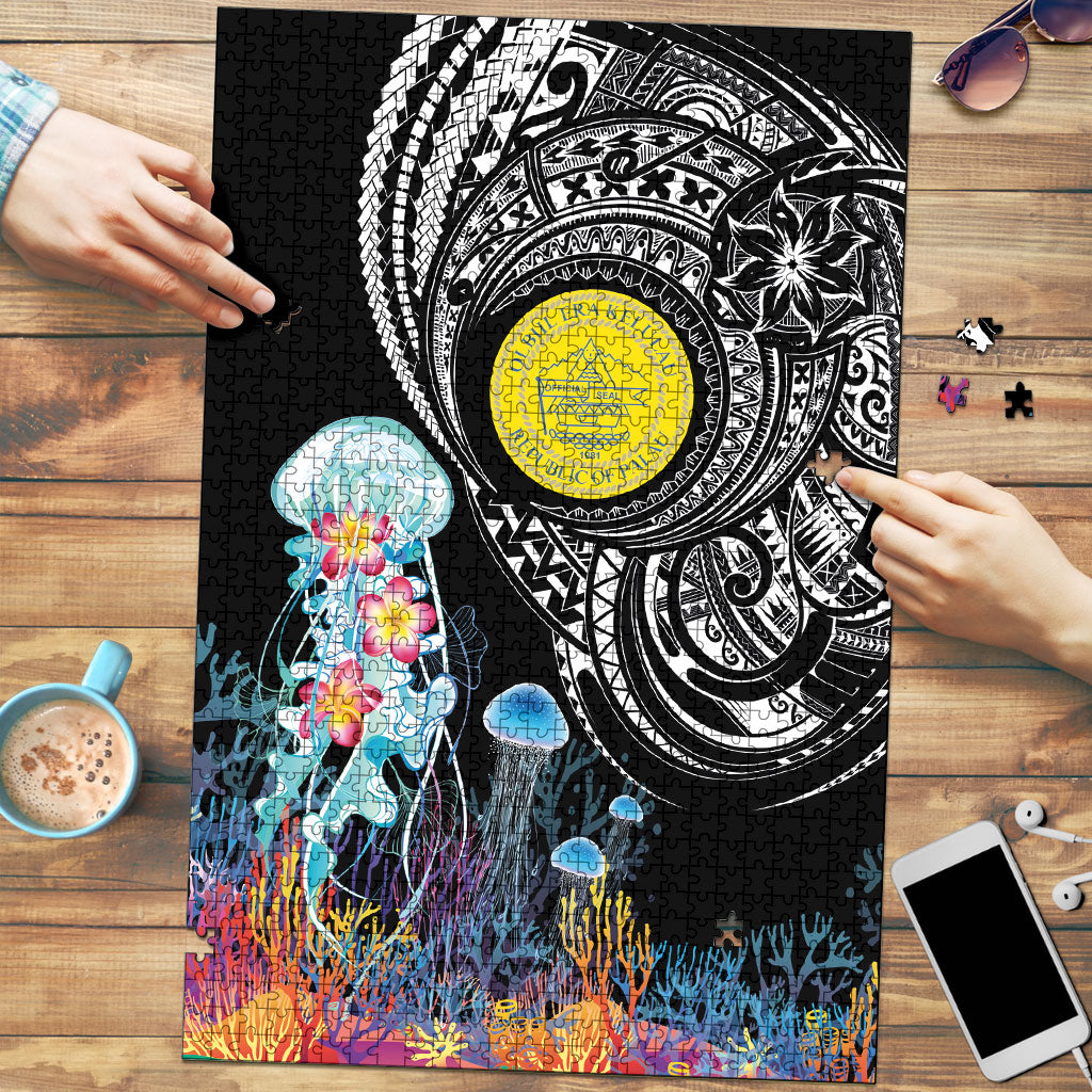 Palau Jellyfish Puzzle Coral Reef with Polynesian Pattern