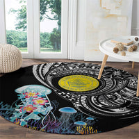 Palau Jellyfish Round Carpet Coral Reef with Polynesian Pattern