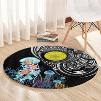 Palau Jellyfish Round Carpet Coral Reef with Polynesian Pattern