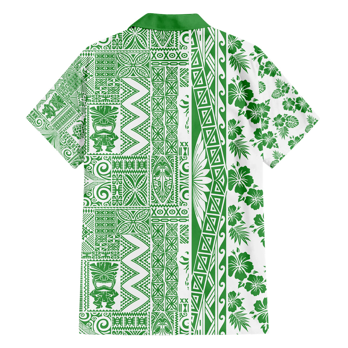 Hawaii Family Matching Tank Maxi Dress and Hawaiian Shirt Aloha Tropical Plants Tribal Pattern Green Version LT03 - Polynesian Pride