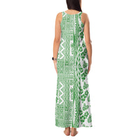 Hawaii Tank Maxi Dress Aloha Tropical Plants Tribal Pattern Green Version LT03 - Polynesian Pride
