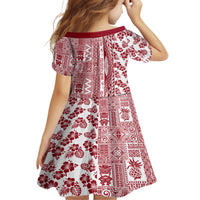 Hawaii Family Matching Off Shoulder Maxi Dress and Hawaiian Shirt Aloha Tropical Plants Tribal Pattern Red Version LT03 - Polynesian Pride