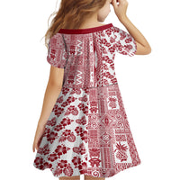 Hawaii Family Matching Short Sleeve Bodycon Dress and Hawaiian Shirt Aloha Tropical Plants Tribal Pattern Red Version LT03 - Polynesian Pride