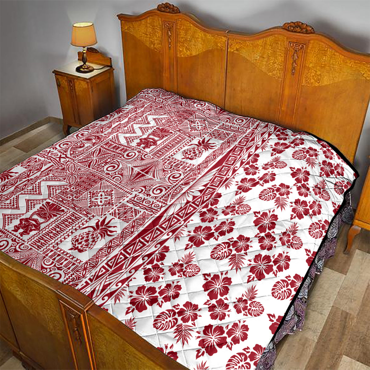 Hawaii Quilt Aloha Tropical Plants Tribal Pattern Red Version LT03 - Polynesian Pride