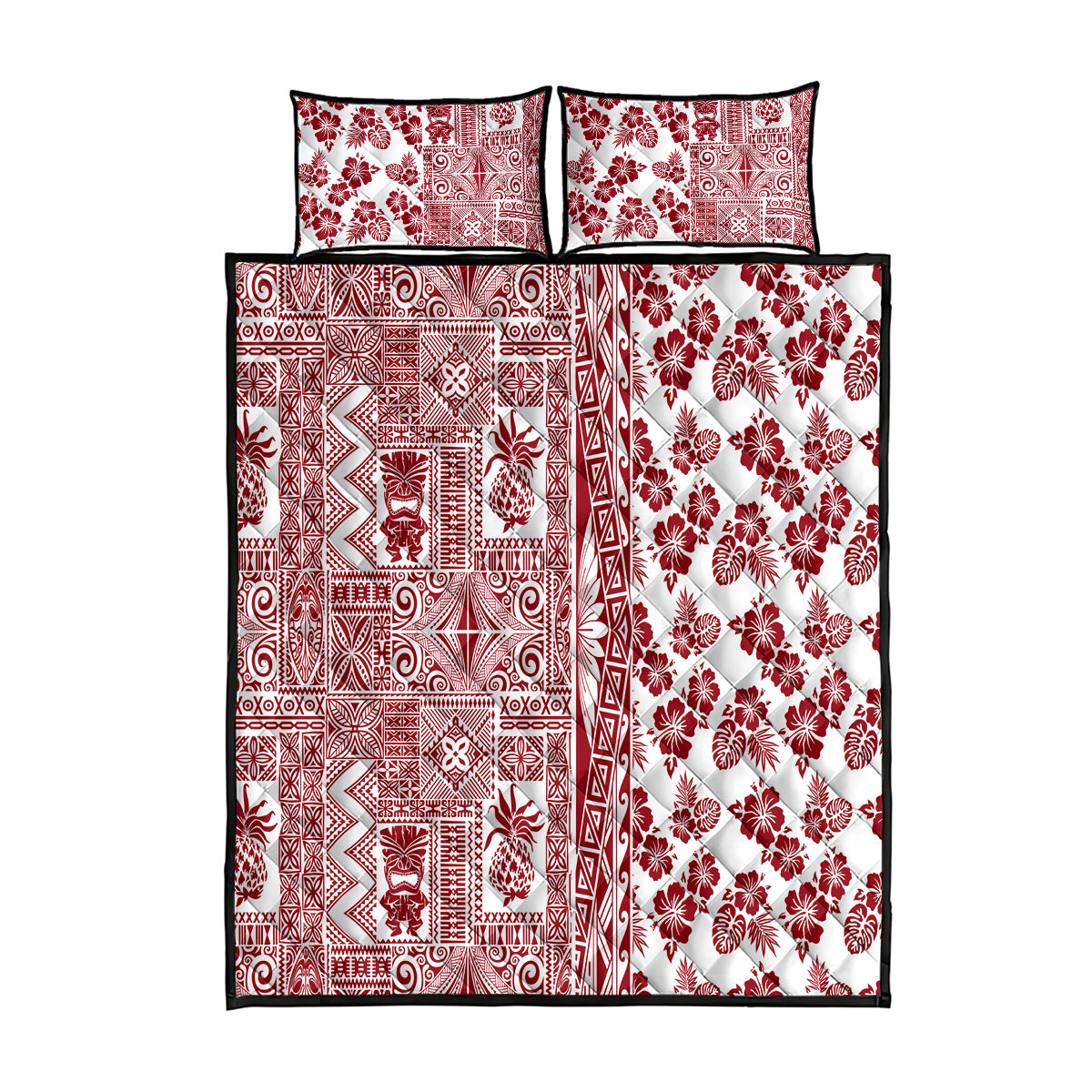 Hawaii Quilt Bed Set Aloha Tropical Plants Tribal Pattern Red Version LT03 Red - Polynesian Pride