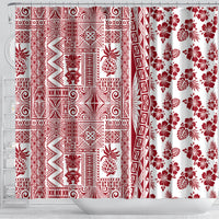 Hawaii Shower Curtain Aloha Tropical Plants Tribal Pattern Red Version LT03 - Polynesian Pride