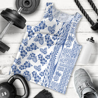 Hawaii Men Tank Top Aloha Tropical Plants Tribal Pattern Blue Version LT03 - Polynesian Pride