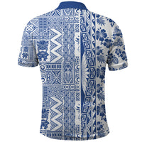 Hawaii Polo Shirt Aloha Tropical Plants Tribal Pattern Blue Version LT03 - Polynesian Pride