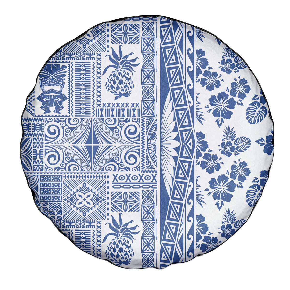 Hawaii Spare Tire Cover Aloha Tropical Plants Tribal Pattern Blue Version LT03 - Polynesian Pride