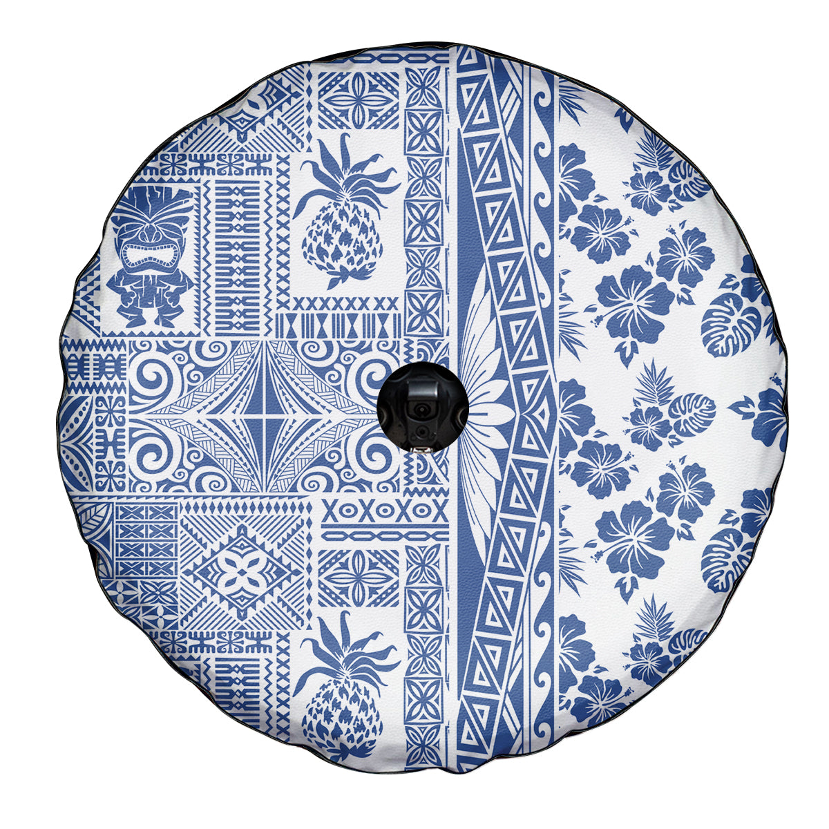 Hawaii Spare Tire Cover Aloha Tropical Plants Tribal Pattern Blue Version LT03 - Polynesian Pride