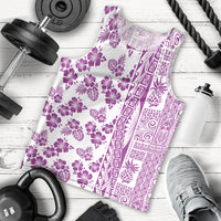 Hawaii Men Tank Top Aloha Tropical Plants Tribal Pattern Pink Version LT03 - Polynesian Pride