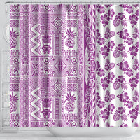 Hawaii Shower Curtain Aloha Tropical Plants Tribal Pattern Pink Version LT03 - Polynesian Pride