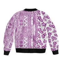 Hawaii Sleeve Zip Bomber Jacket Aloha Tropical Plants Tribal Pattern Pink Version LT03 - Polynesian Pride