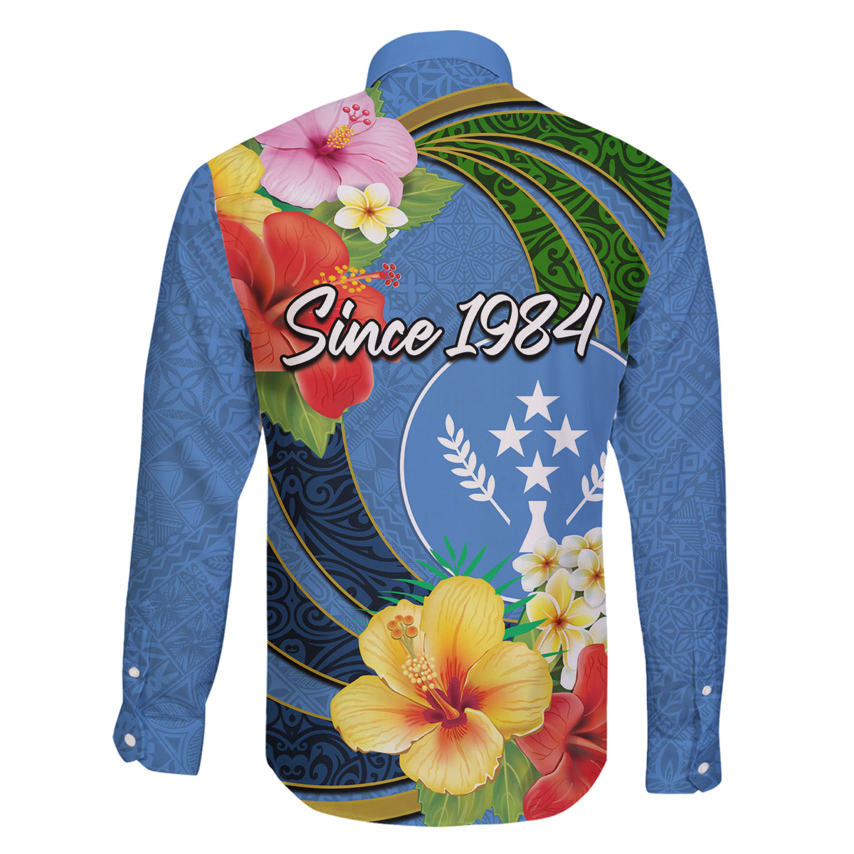 Kosrae Constitution Day Family Matching Off Shoulder Short Dress and Hawaiian Shirt Hibiscus Mix Maori Tattoo Pattern LT03 - Polynesian Pride