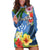 Kosrae Constitution Day Hoodie Dress Hibiscus Mix Maori Tattoo Pattern LT03 Blue - Polynesian Pride