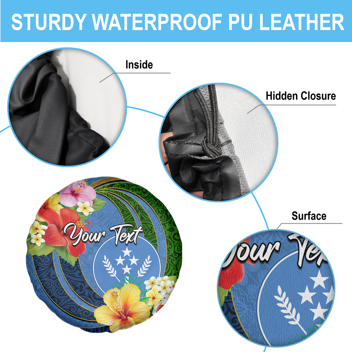 Kosrae Spare Tire Cover Hibiscus Mix Maori Tattoo Pattern LT03 - Polynesian Pride