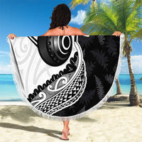 Personalised Aotearoa Lawn Bowls Beach Blanket Maori and Silver Fern Half Style - Polynesian Pride