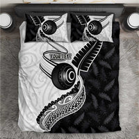 Personalised Aotearoa Lawn Bowls Bedding Set Maori and Silver Fern Half Style - Polynesian Pride
