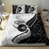 Personalised Aotearoa Lawn Bowls Bedding Set Maori and Silver Fern Half Style - Polynesian Pride