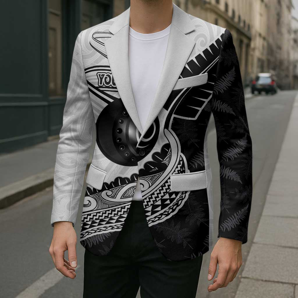 Personalised Aotearoa Lawn Bowls Blazer Maori and Silver Fern Half Style LT03 - Polynesian Pride
