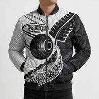 Personalised Aotearoa Lawn Bowls Bomber Puffer Jacket Maori and Silver Fern Half Style - Polynesian Pride
