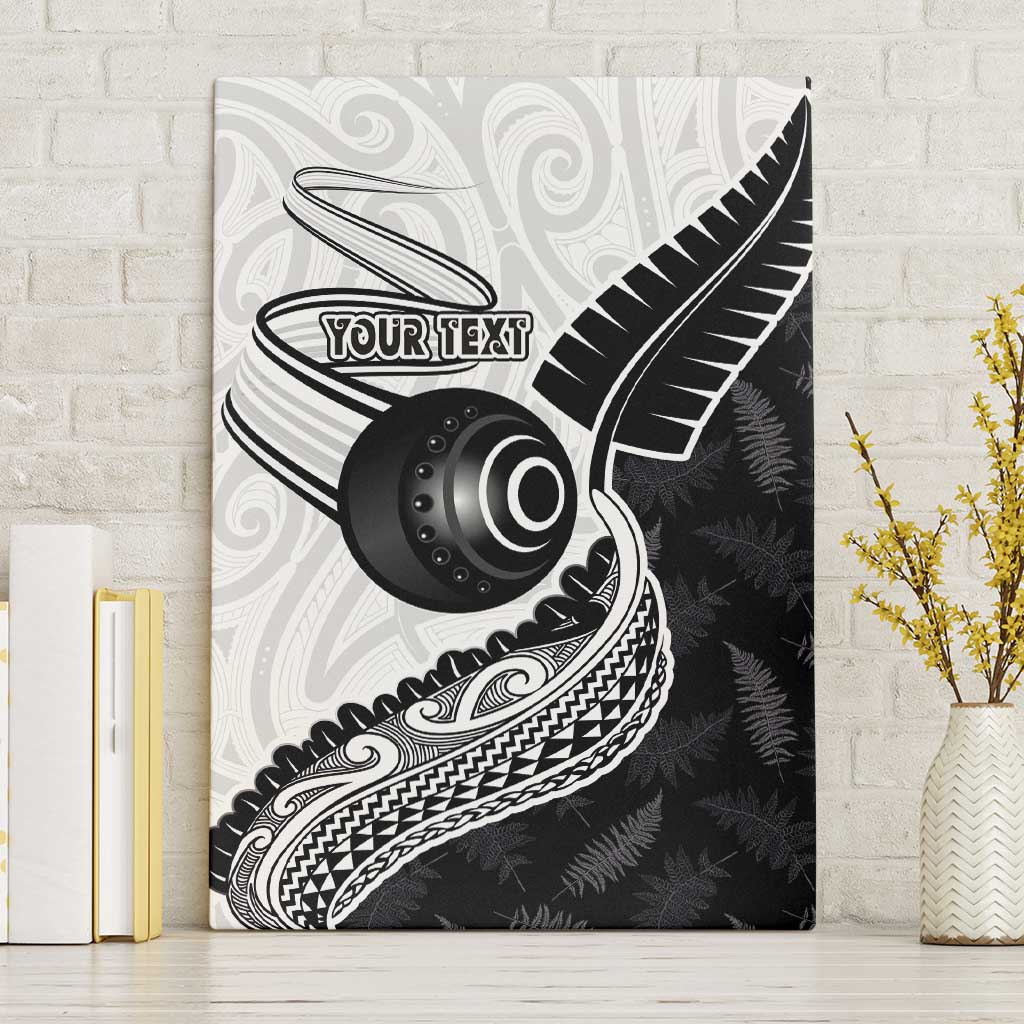 Personalised Aotearoa Lawn Bowls Canvas Wall Art Maori and Silver Fern Half Style LT03 Without Frame White - Polynesian Pride
