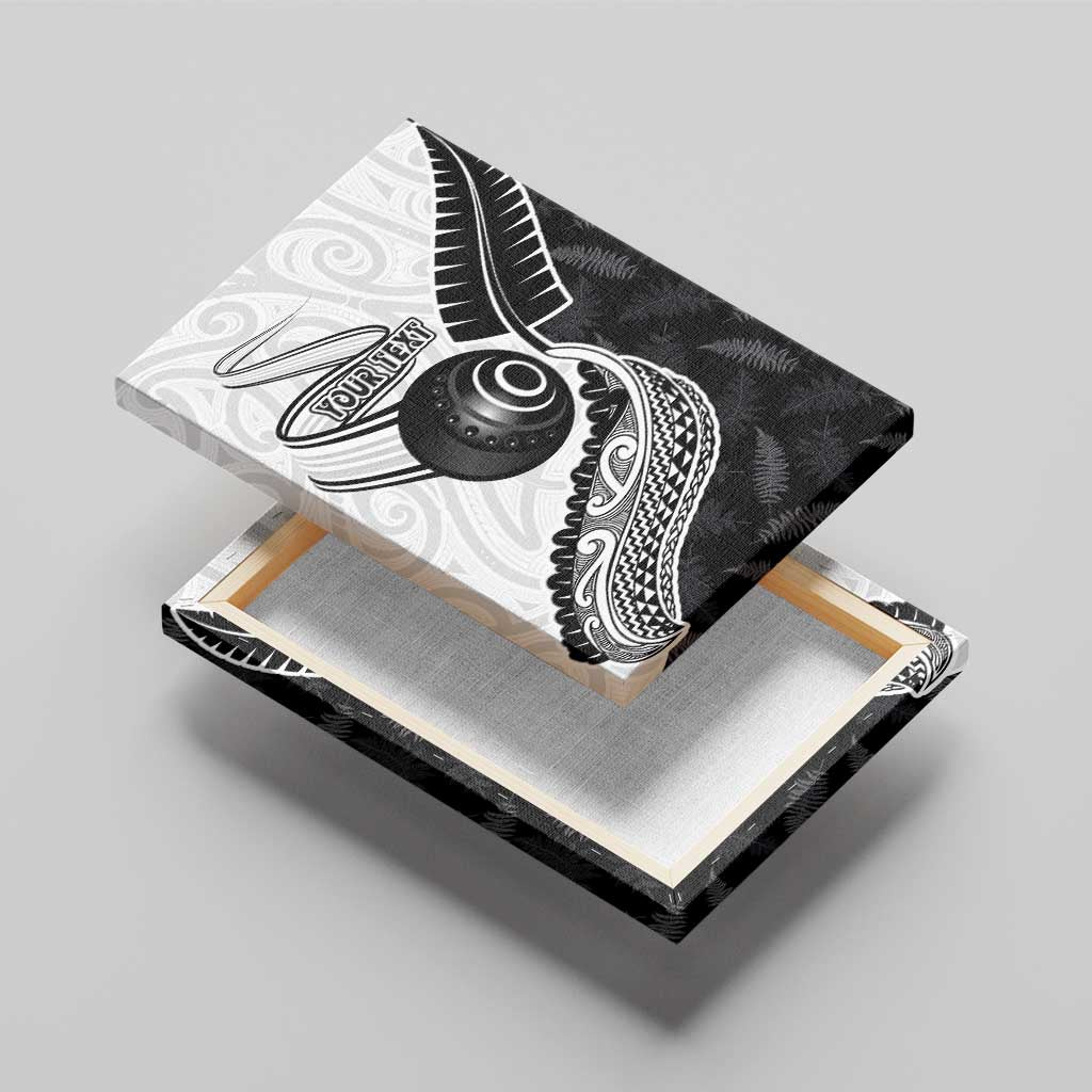 Personalised Aotearoa Lawn Bowls Canvas Wall Art Maori and Silver Fern Half Style - Polynesian Pride